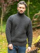 Aran Turtleneck Sweater R1949 - Charcoal / S image