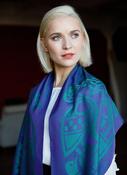 Celtic Design Wool Scarf - Purple - Green / One size image