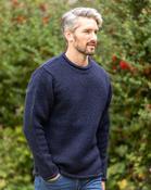 100% Donegal Roll Neck Sweater Dark Blue - S image