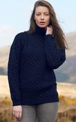 Unisex Aran Turtleneck Sweater Navy - XS image