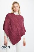 Aran Super Soft Poncho Raspberry - One size