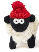 Knitted Sheep with Bobble Hat Red - Medium image