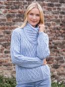 Aran Cable Knit Side Zip Sky - XS image