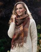 Suantrai of Ireland Open Weave Irish scarf - Brown/Red Mix image