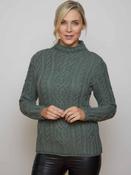 Super Soft Aran Cable Knit Roll Neck Sweater - Tundra / L image