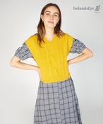 Sweetpea V Neck Aran Vest Sunflower - XS