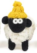 Knitted Sheep with Bobble Hat Yellow - Large image