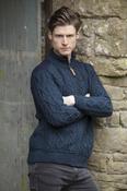Zip Cardigan with Patch Shoulder - Black Watch / L