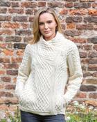 Cable Knit Side Zip Cardigan Natural - Natural White / M image