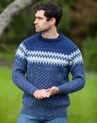 Unisex Merino Wool  Aran Fairisle Sweater  Denim  image