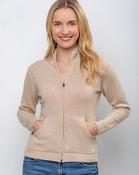 Cashmere and Merino Full Zip Cardigan Camel