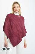 Aran Super Soft Poncho Raspberry