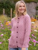 Irish Aran Lumber Cardigan Rose 1505