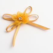 Gold Self-Adhesive Satin Bow With Diamante  Flower - 12 Pack | Wedding Favours