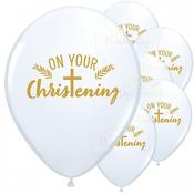 White Christening Day Latex Balloons | Christening Decorations image