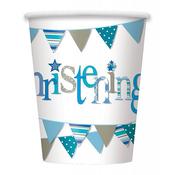 Christening Blue Bunting 9oz Cups (8pk) | Party Accessories