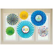Ahoy Baby Blue Paper Fan Decoration | Party Decorations
