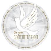 Confirmation Dove Paper Plates - 23cm (8pk) | Confirmation Party Accessories image