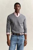 GANT - Classic Cotton V-Neck, Dark Grey Melange