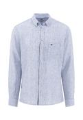 Fynch Hatton - Linen Striped Button-Down Shirt, Harbor Blue