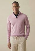 Fynch Hatton - Knitted Cotton Troyer Collar Quarter-Zip, Magnolia