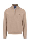 Fynch Hatton - Knitted Cotton Troyer Collar Quarter-Zip, Taupe