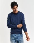 GANT - Classic Cotton V-Neck, Jeans Blue Melange
