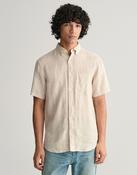 GANT - Regular Linen Houndstooth Short Sleeve Shirt, Dry Sand image