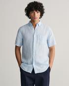 GANT - Regular Linen Houndstooth Short Sleeve Shirt, Capri Blue image