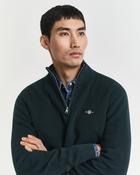 Gant - Merino Cotton Ribbed Half Zip, Tartan Green (L &amp; XXL Only)