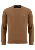 Fynch Hatton, - Premium Lambswool Crew, Camel (L Only)
