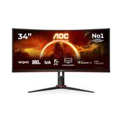 AOC 34" WQHD 180Hz Curved Gaming PC Monitor | CU34G2XP/BK image