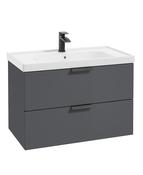 Stockholm Wall Hung Vanity Unit Midnight Grey Matt Black Handle - 80cm