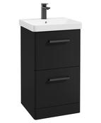 Kora Floor Standing 2 Drawer Vanity Unit Matt Black with Black Handles - 50cm image