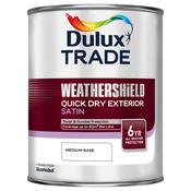 Dulux Trade Weathershield Quick Dry Exterior Satinwood Medium Base 1l