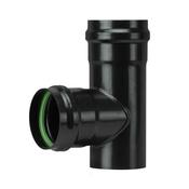 80mm x 90deg Tee Pellet Pipe Matt Black