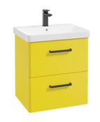 Kora 60cm Wh 2 Drawer Vanity Unit Sun-Kissed Yellow Matt-Black Handles