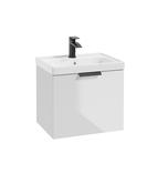 Stockholm 50cm Gloss White Wall Hung Unit comes with Basin With Black Handle