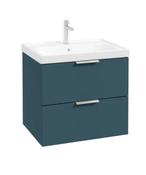 Stockholm W/H Vanity Unit 600mm Ocean Blue Matt 2 Drawer Brushed Chrome Handle