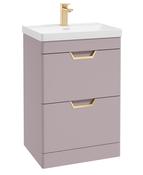 Freya Floorstanding Unit 600mm Matt Cashmere 2 Drawer Pink/Gold Handle