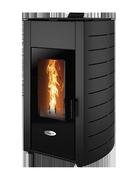 SOLIS K2300-2 23kW Pellet Stove Black Curved Panel Boiler Model