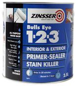 Zinsser All Purpose Water Based Bulls Eye 1-2-3 Primer &amp; Sealer - 2.5L