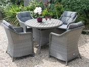 Culcita Claddagh 4 Seater Rattan Dining Set - Charcoal Grey | RADSBR349