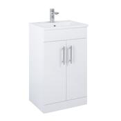 Sonas Belmont Square 50cm Floor Standing 2 Door Vanity Unit - Gloss White | SQBEL50WH