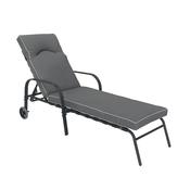 Steel Padded Garden Lounger with Wheels - Grey | SLLGDG401 image