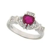 The Ashford Claddagh Ring in Platinum &amp; Ruby image