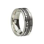 Sterling Silver Comfort Fit Claddagh Ogham Faith Band image