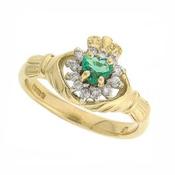 The Cashel Claddagh Ring in 18kt Yellow Gold &amp; Emerald image