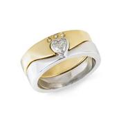 14kt Two-Tone Gold Diamond set Two-Part Ladies Claddagh Band image