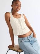 WRANGLER Slim Pleated Corset Style Top - Worn White image